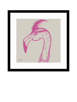John Lewis Jan Jay 'Margot Flamingo' Framed Print, 53 x 53cm, Multi Multi, Multi Multi