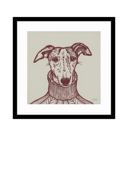 John Lewis Jan Jay 'Sybil Whippet' Framed Print, 53 x 53cm, Multi Multi, Multi Multi