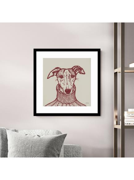 John Lewis Jan Jay 'Sybil Whippet' Framed Print, 53 x 53cm, Multi Multi - view 2, Multi Multi