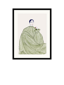 John Lewis La Poire 'Green Dress' Framed Print & Mount, Green, Green