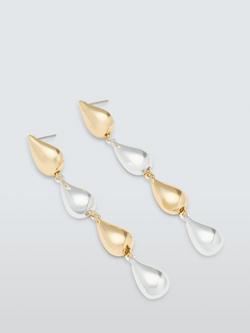 John Lewis Two -Tone Teardrop Drop Earrings, Gold/Silver, Gold/Silver
