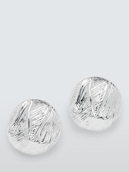 John Lewis Textured Circle Stud Earrings, Silver