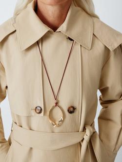 John Lewis Cord and Metal Twisted Drop Pendant Necklace, Gold - view 2, Gold/Red