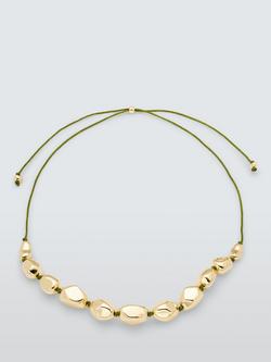 John Lewis Irregular Bead Cord Necklace, Gold/Green, Gold/Green