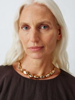 John Lewis Irregular Bead Cord Necklace, Gold/Green - view 2, Gold/Green