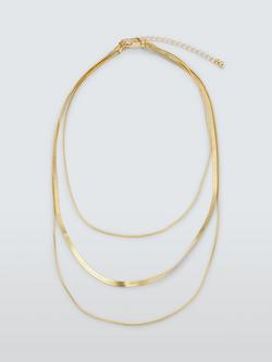 John Lewis Triple Chain Layered Necklace, Gold, Gold