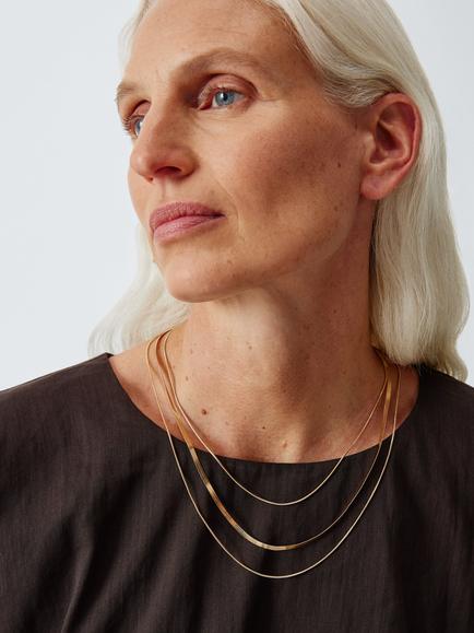 John Lewis Triple Chain Layered Necklace, Gold - view 2, Gold