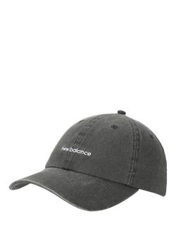 New Balance 6 Panel Linear Logo Hat, Black, Black