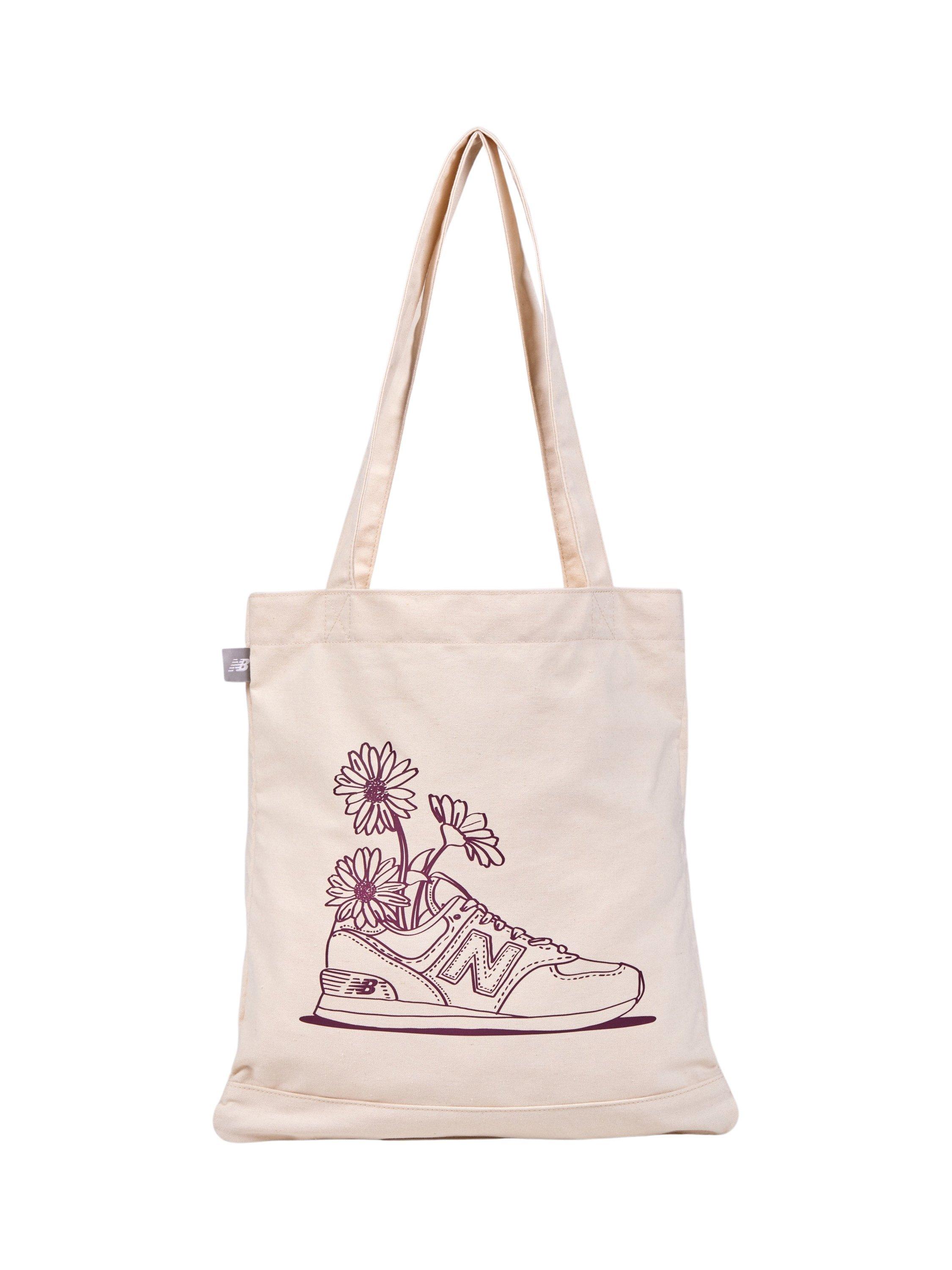 Product image 1 of 4, which shows New Balance Graphic Tote Bag, Faded Plum
