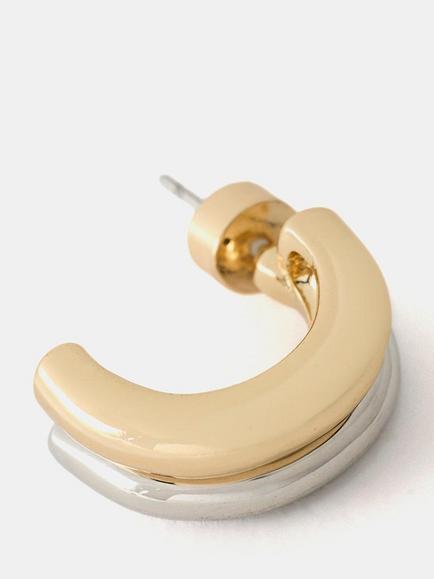 Mint Velvet Curve Hoop Earrings, Gold/Silver - view 2, Gold/Silver