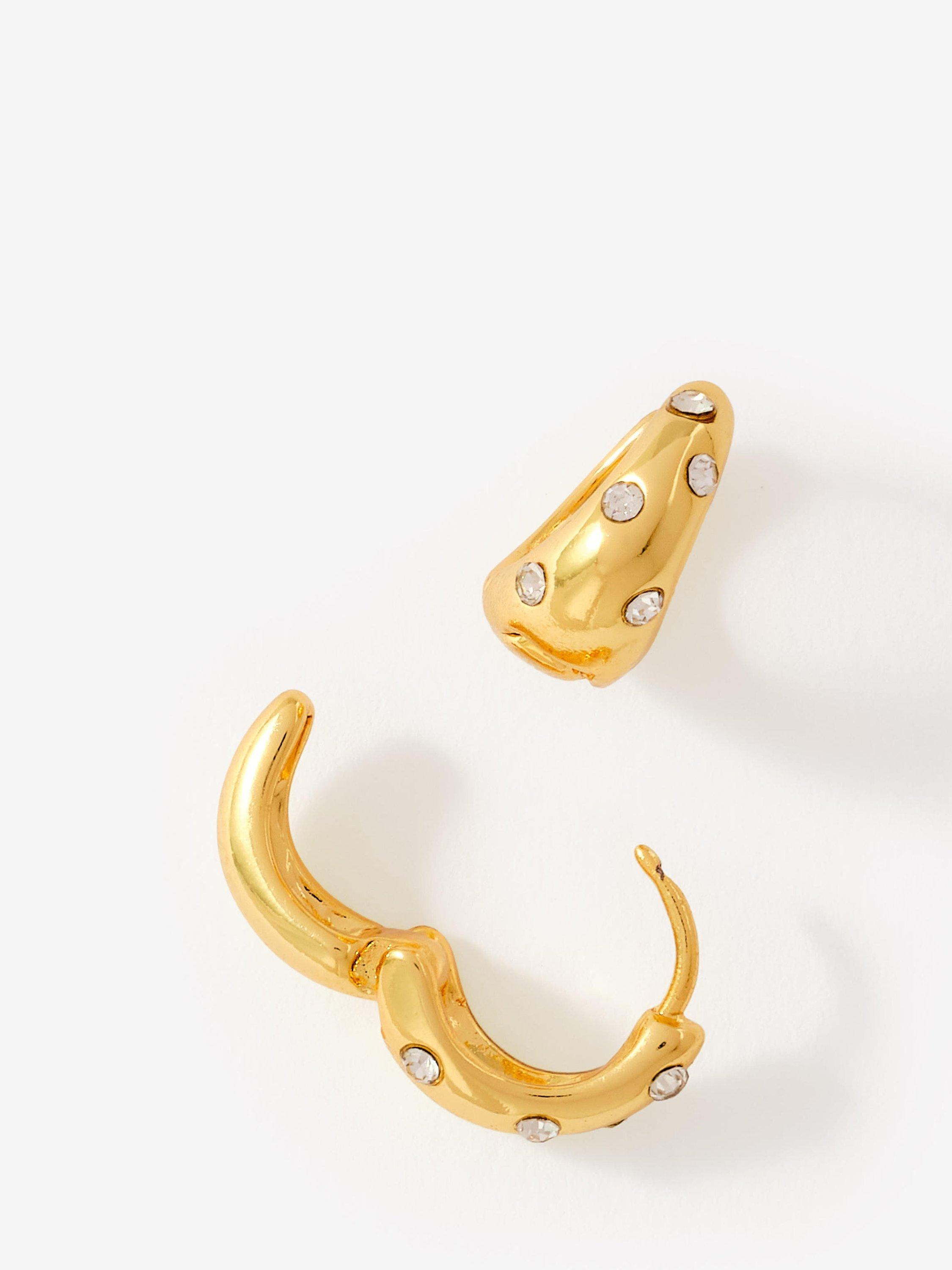 Product image 2 of 2, which shows Mint Velvet Pave Crystal Hoop Earrings, Gold