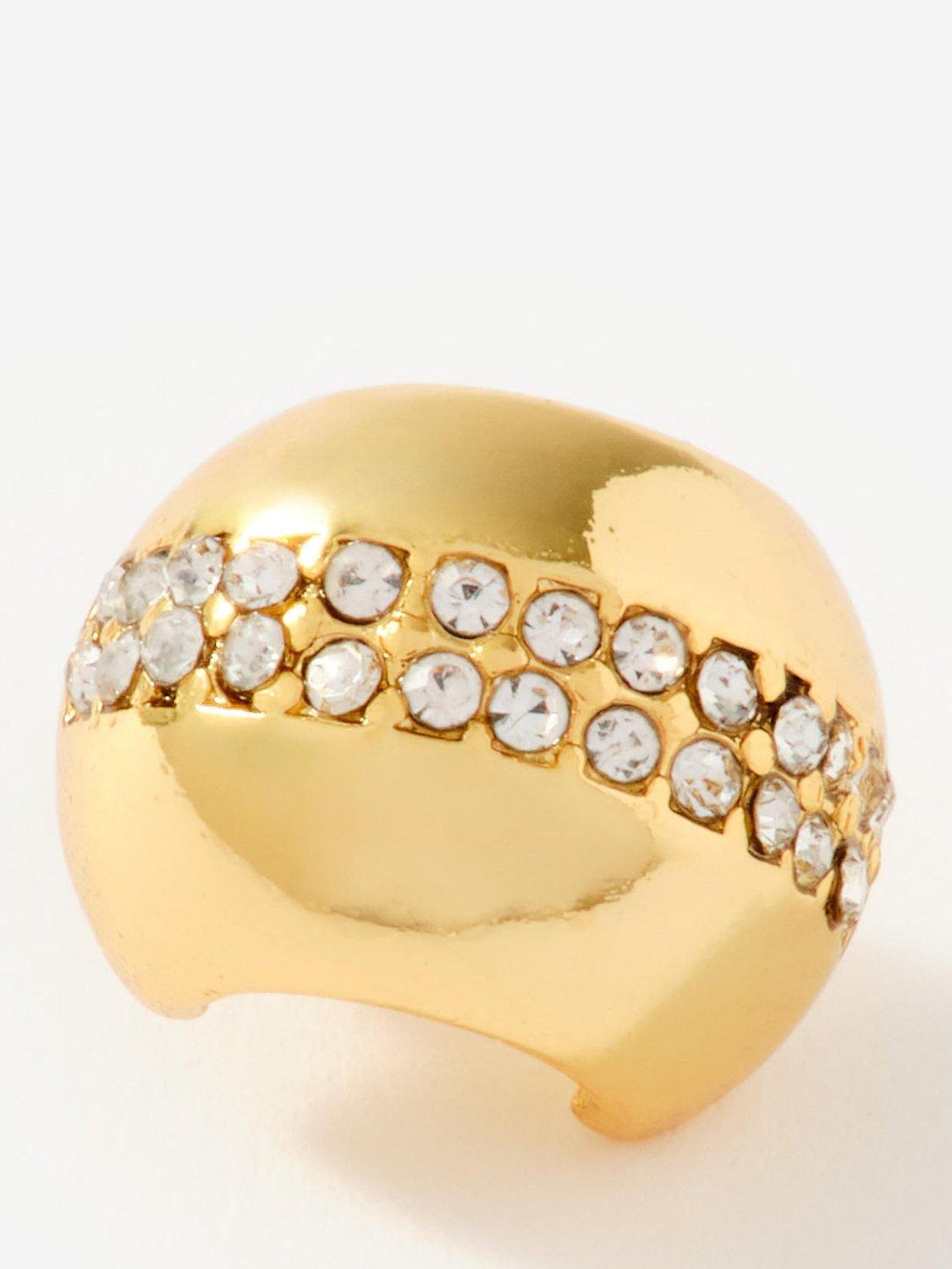 Product image 3 of 3, which shows Mint Velvet Pave Dome Earrings, Gold