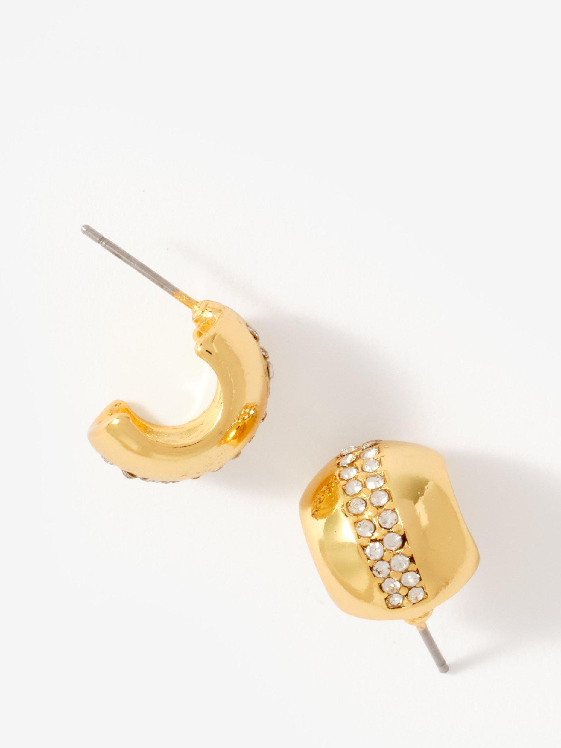 Product image 2 of 3, which shows Mint Velvet Pave Dome Earrings, Gold