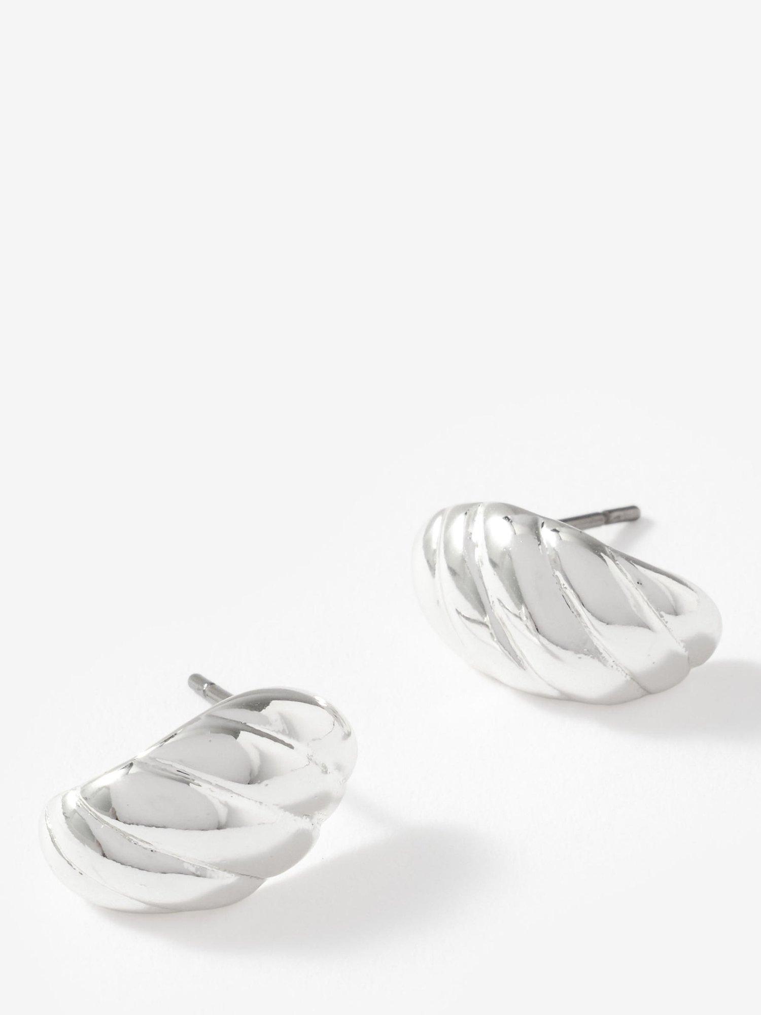 Product image 3 of 3, which shows Mint Velvet Twist Earrings, Silver