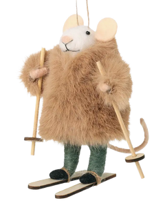Truly Fluffy Coat Ski Mouse Tree Decoration