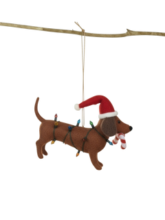 Truly Candy Cane Dachshund Tree Decoration