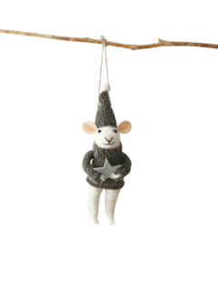 Truly Silver Star Mouse Tree Decoration