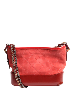Pre-loved CHANEL 2017 Gabrielle Suede & Leather Crossbody Bag, Red - view 2, Red