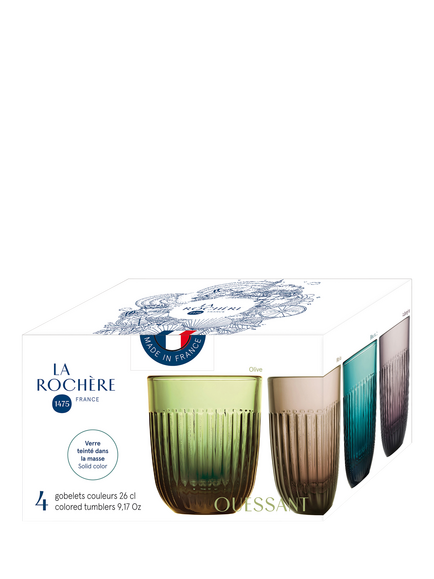La Rochère Ouessant Glass Tumblers, Set of 4, 260ml, Assorted - view 2, Assorted Colours