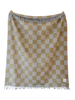 TBCo Fringed Recycled Wool Mix Blanket, Blue Green