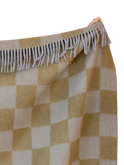 TBCo Fringed Recycled Wool Mix Blanket, Burgundy - view 2, Blue Green