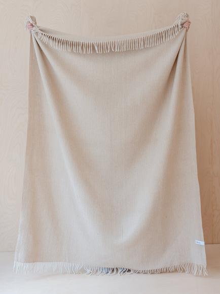 TBCo Fringed Recycled Wool Mix Blanket, Camel - view 2, Camel