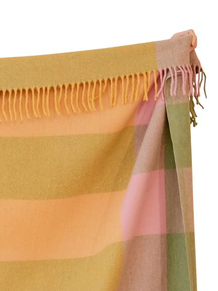 TBCo Fringed Recycled Wool Mix Blanket, Green - view 2, Green
