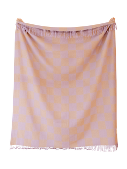 TBCo Fringed Recycled Wool Mix Blanket, Lilac, Lilac Coffee