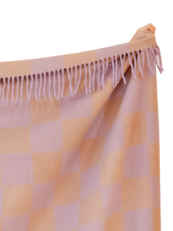 TBCo Fringed Recycled Wool Mix Blanket, Lilac - view 2, Lilac Coffee