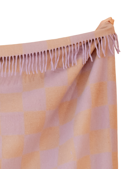 TBCo Fringed Recycled Wool Mix Blanket, Lilac - view 2, Lilac Coffee