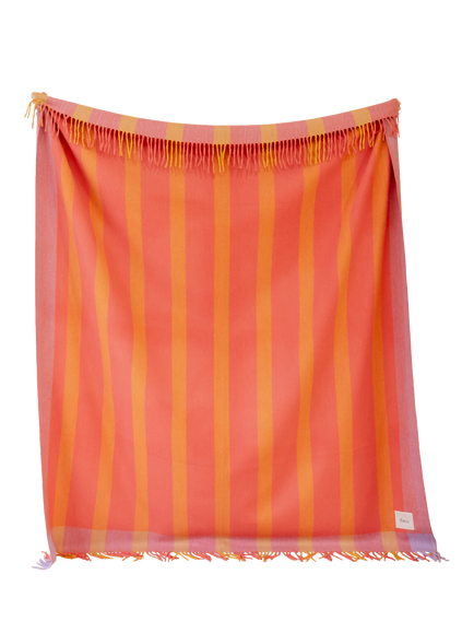 TBCo Fringed Recycled Wool Mix Blanket, Orange, Orange