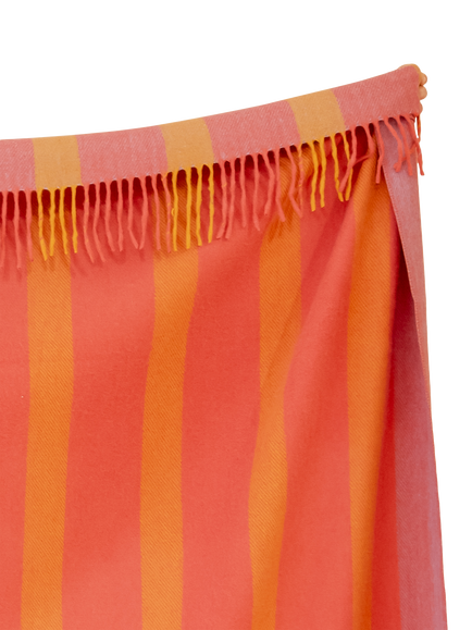 TBCo Fringed Recycled Wool Mix Blanket, Orange - view 2, Orange