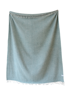 TBCo Fringed Recycled Wool Mix Blanket, Sage, Sage