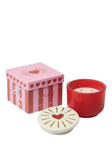 Paddywax Charm Heart Fig & Rose Scented Candle, 850g, Red