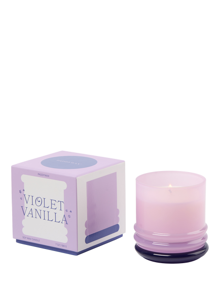 Paddywax Stacked Glass Vanilla Scented Candle, 655g - view 2, Purple