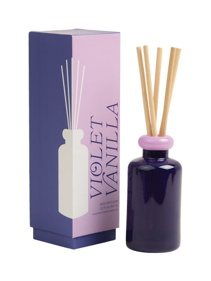 Paddywax Stacked Glass Vanilla Reed Diffuser, 94ml, Purple