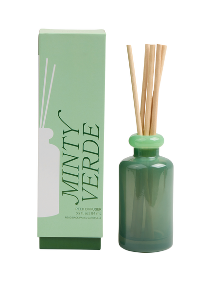Paddywax Stacked Glass Mint Reed Diffuser, 94ml - view 2, Green