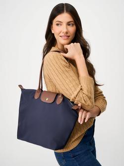 Crew Clothing Classic Zip Top Tote Bag, Navy Blue - view 2, Navy Blue