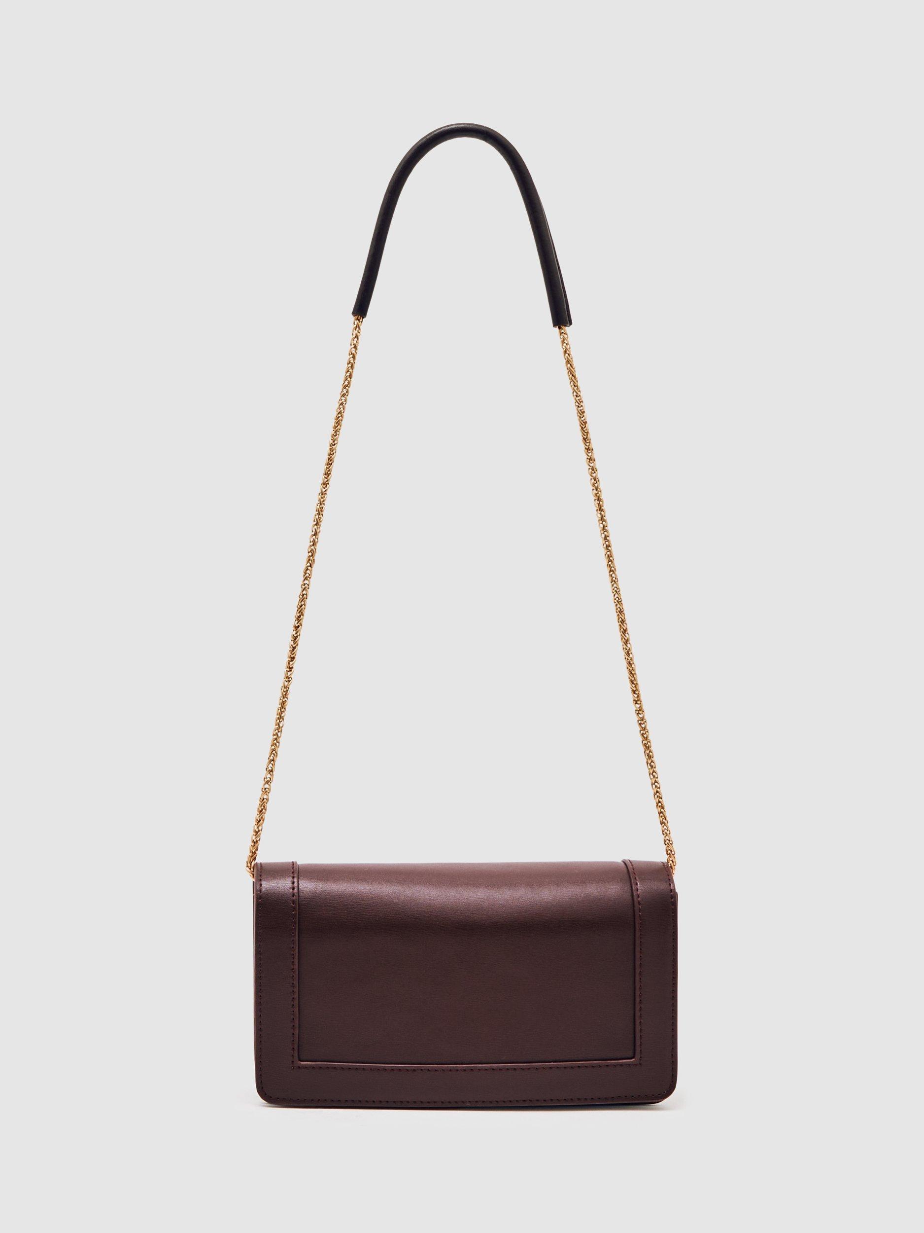 Reiss Talia Leather Crossbody Bag, Red Dark