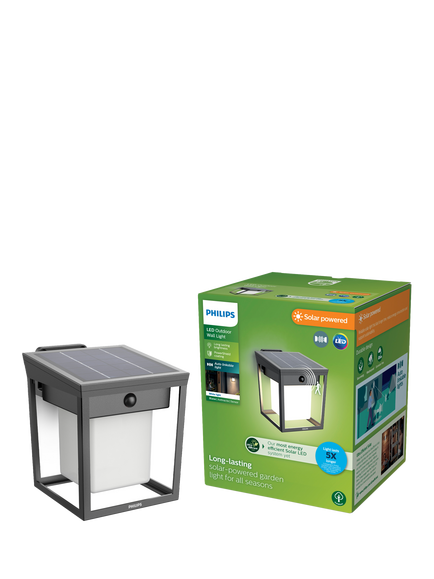Philips Blaise Ultra Efficient Solar Powered Motion Sensor LED Outdoor Wall Light, Anthracite, Grey Graphite