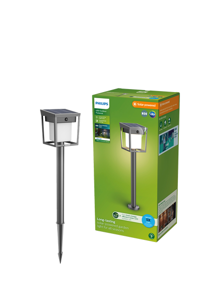 Philips Blaise Ultra Efficient Solar Powered Motion Sensor LED Outdoor Pedestal Light, Anthracite, Grey Graphite
