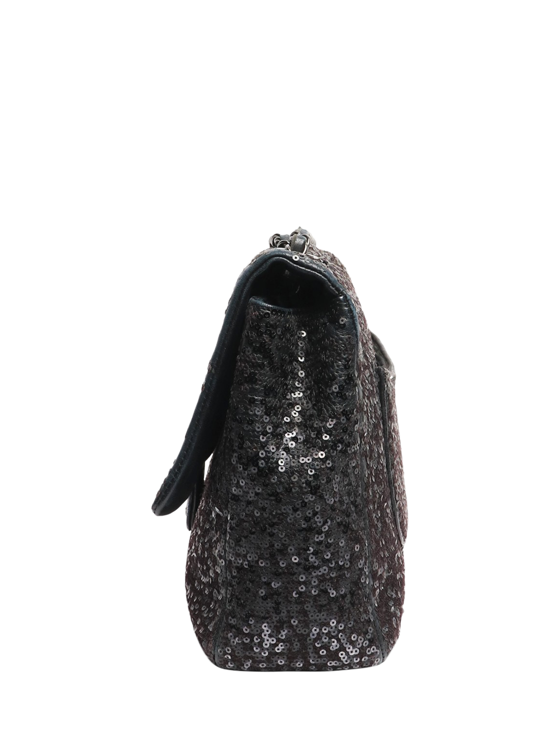 Product image 3 of 8, which shows Pre-loved CHANEL 2011 Jumbo Sequin Classic Single Flap Bag, Black