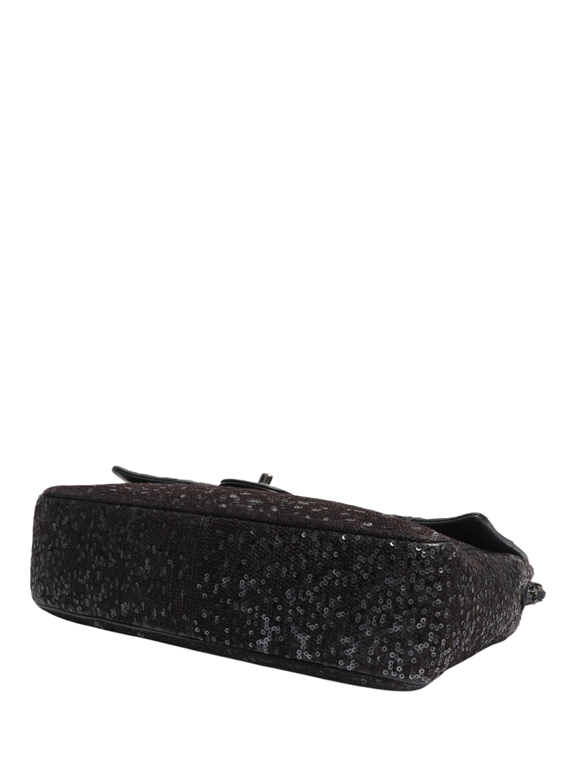 Product image 5 of 8, which shows Pre-loved CHANEL 2011 Jumbo Sequin Classic Single Flap Bag, Black