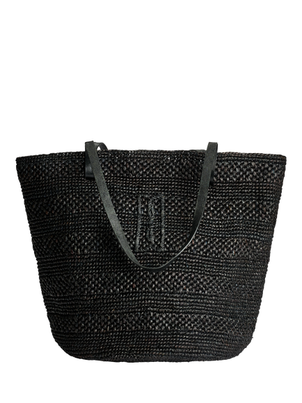 By Malene Birger Mirabell Straw Tote Bag, Black, Black