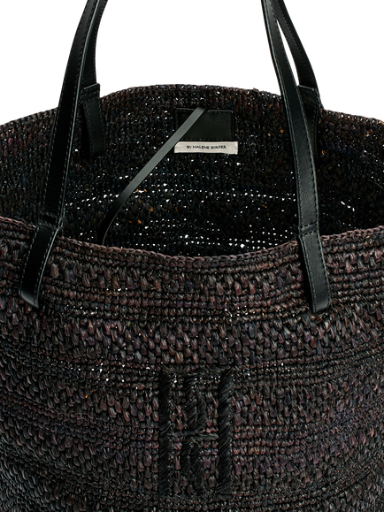 By Malene Birger Mirabell Straw Tote Bag, Black - view 2, Black