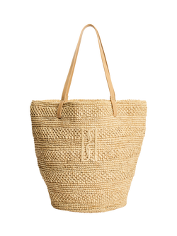 By Malene Birger Mirabell Straw Tote Bag, Black, Undyed