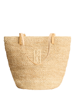 By Malene Birger Mirabell Straw Tote Bag, Black - view 2, Undyed