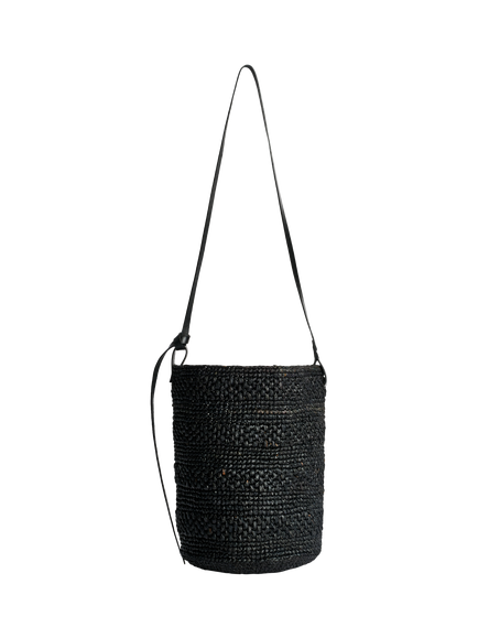 By Malene Birger Mirabellee Straw Bucket Bag, Undyed - view 2, Black