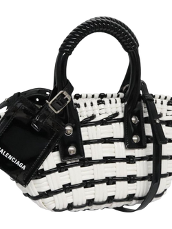 Pre-loved Balenciaga Bistro XXS 2-Way Tote Bag, White/Black, White/Black