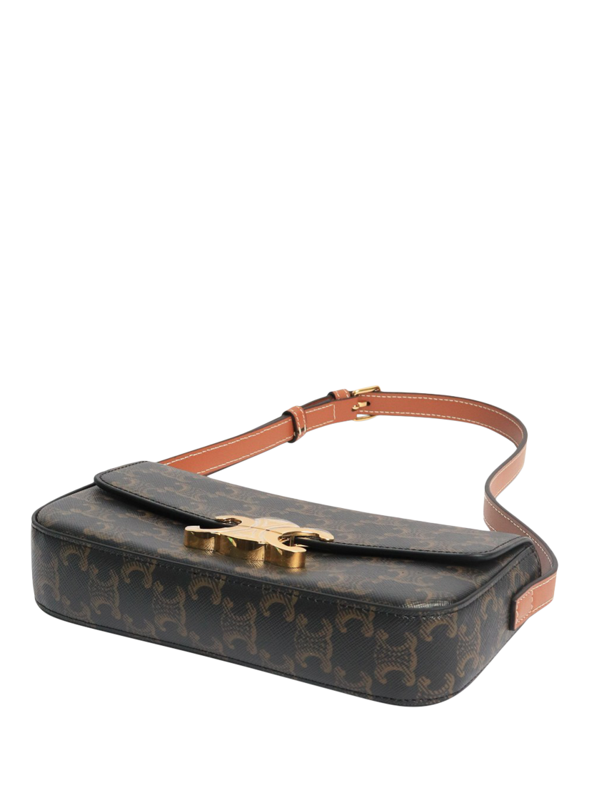 Product image 5 of 9, which shows Pre-loved CELINE Triomphe Gold Hardware Shoulder Bag, Brown